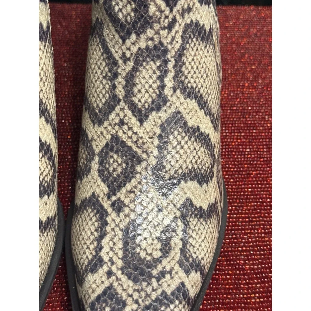 Sam Edelman Ashtyn Womens 6 Snake Print Chelsea Ankle Boots Square Toe